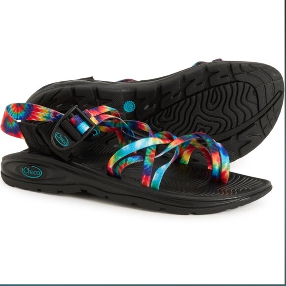 Chaco Zvolv X2 Sandals Outdoor Strappy Toe Tie Dye Rainbow Pride Womens Size 8 - Picture 8 of 9